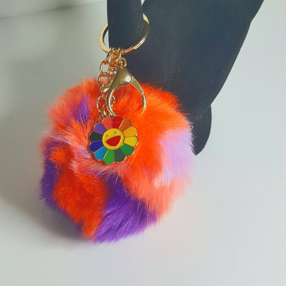 Big Fluffy J-Flower Theme Keychain